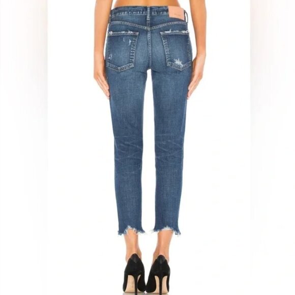 Moussy Vintage Glendale Glendele Distressed Crop Skinny Jeans Blue - Picture 10 of 11